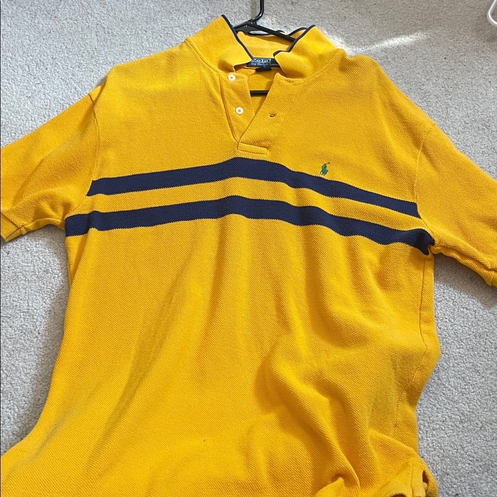 Vintage Polo by Ralph Lauren Yellow Shirt with Navy Stripes